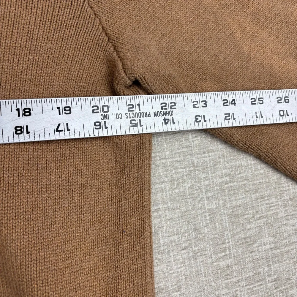 Polo Ralph Lauren Men Tan Brown Button Mock Neck Pony Logo Knit Sweater Large